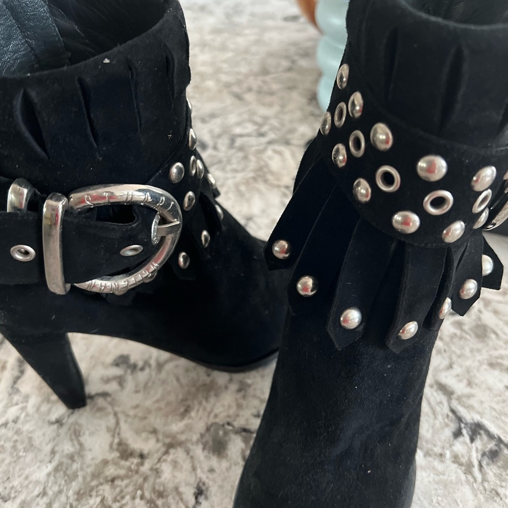 Suede Black Buckle strap booties
